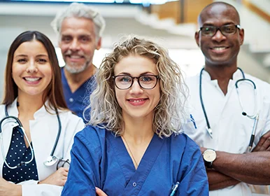 Smiling doctors and nurses