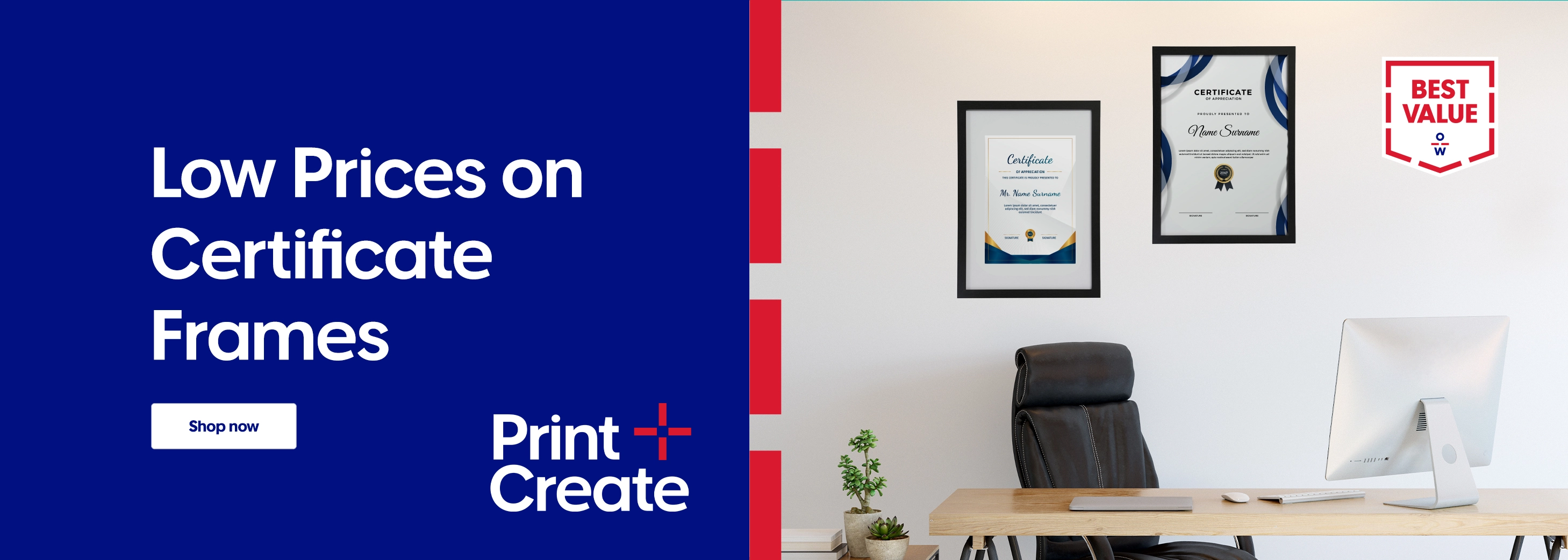 Certificate frames hanging on a wall