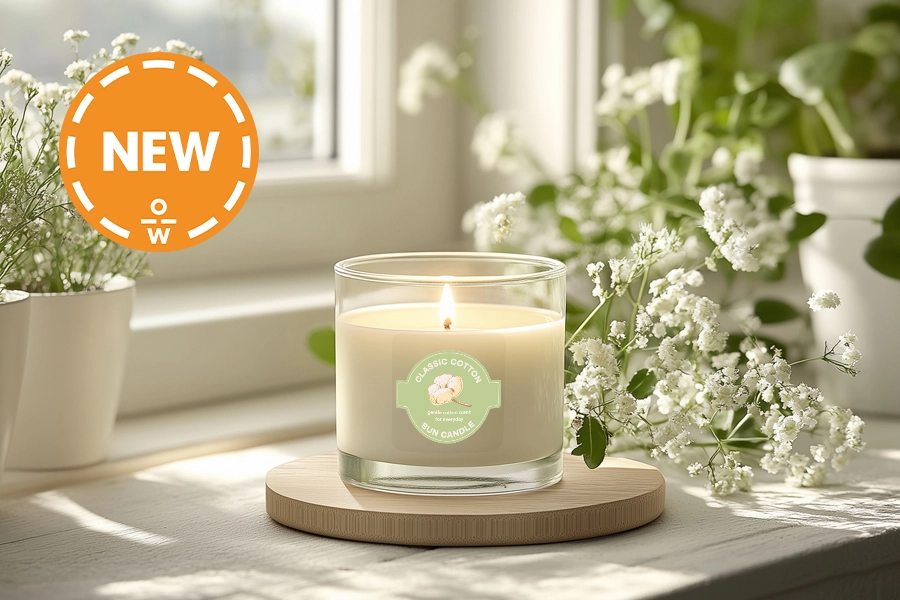 Square label on a candle